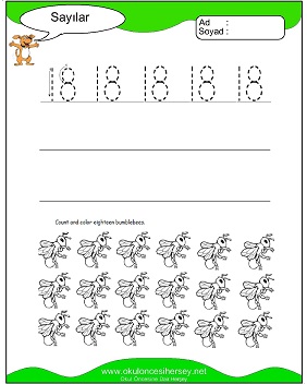 okul öncesi 1 sayısı çizgi çalışması